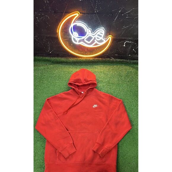 Vintage Y2K Nike Red Embroidered White Swoosh‎ Hoodie Mens Size MD - Picture 1 of 6